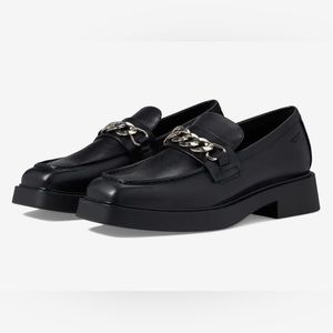NEW Vagabond Shoemakers Jillian Leather Chain Loafer Black EU 38 Or 8 Slip On